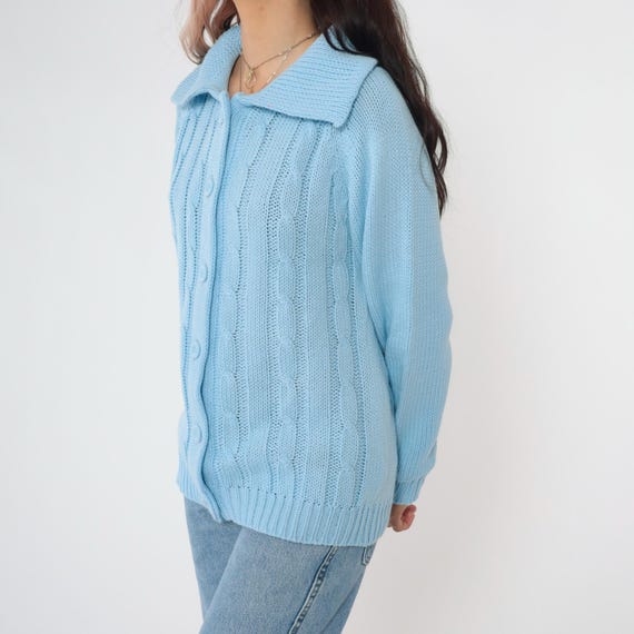 Vintage 70s Baby Blue Knit Collar Tie Vest