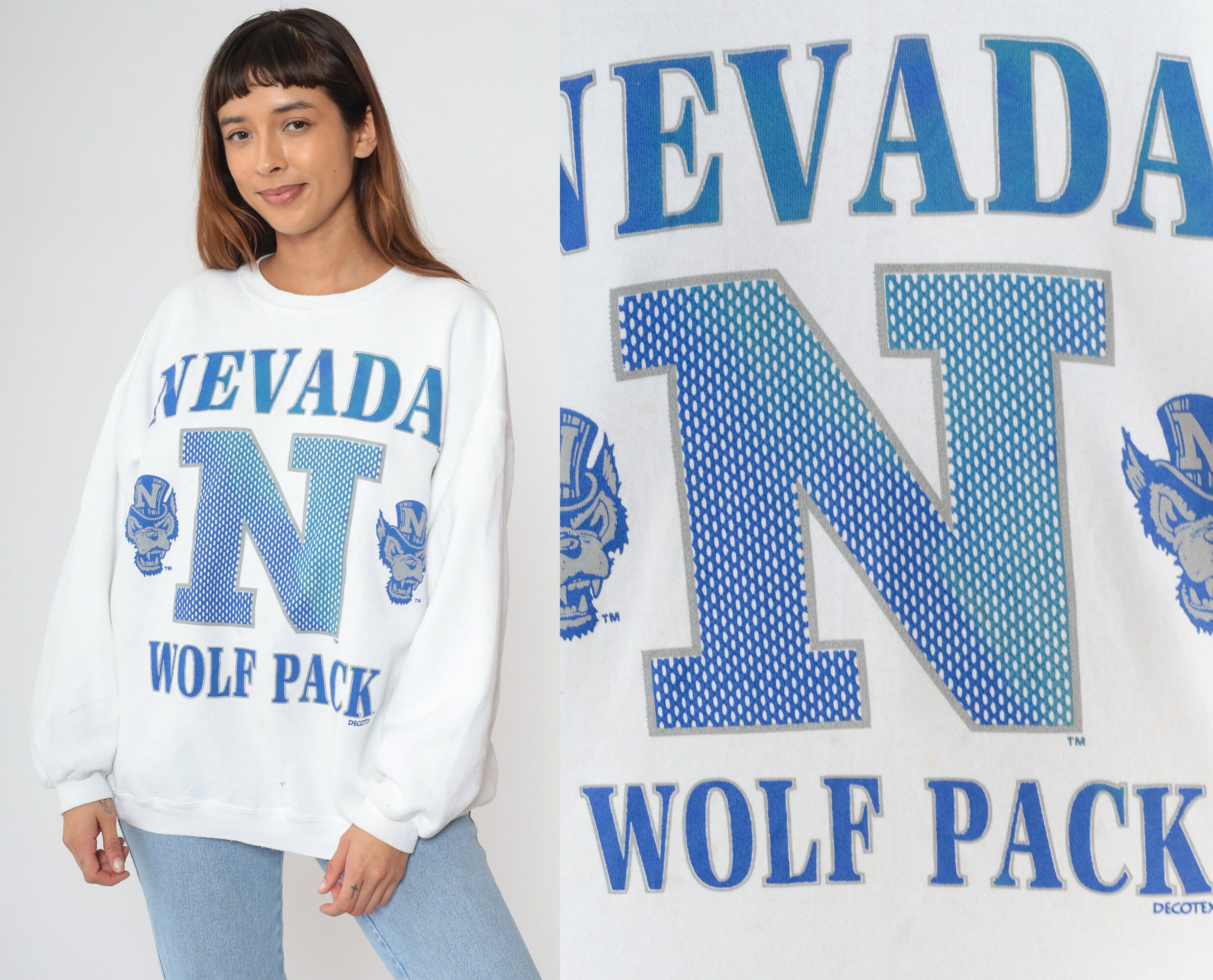 90s Nevada Wolf Pack Sweatshirt UNR University of Nevada Reno College  Football Graphic Pullover Crewneck Vintage 1990s Extra Large xl