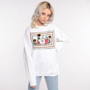 Sunflower Garden Sweatshirt 90s Floral Sweatshirt Watermelon Jumper Shirt 80s Graphic Sweater Pullover Vintage Kawaii Retro Extra Large xl