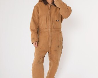 90s coveralls jacket（ dark brown）LUTAYS Vintage 90s Workwear Green Khaki Zip Up Oversized Blouson