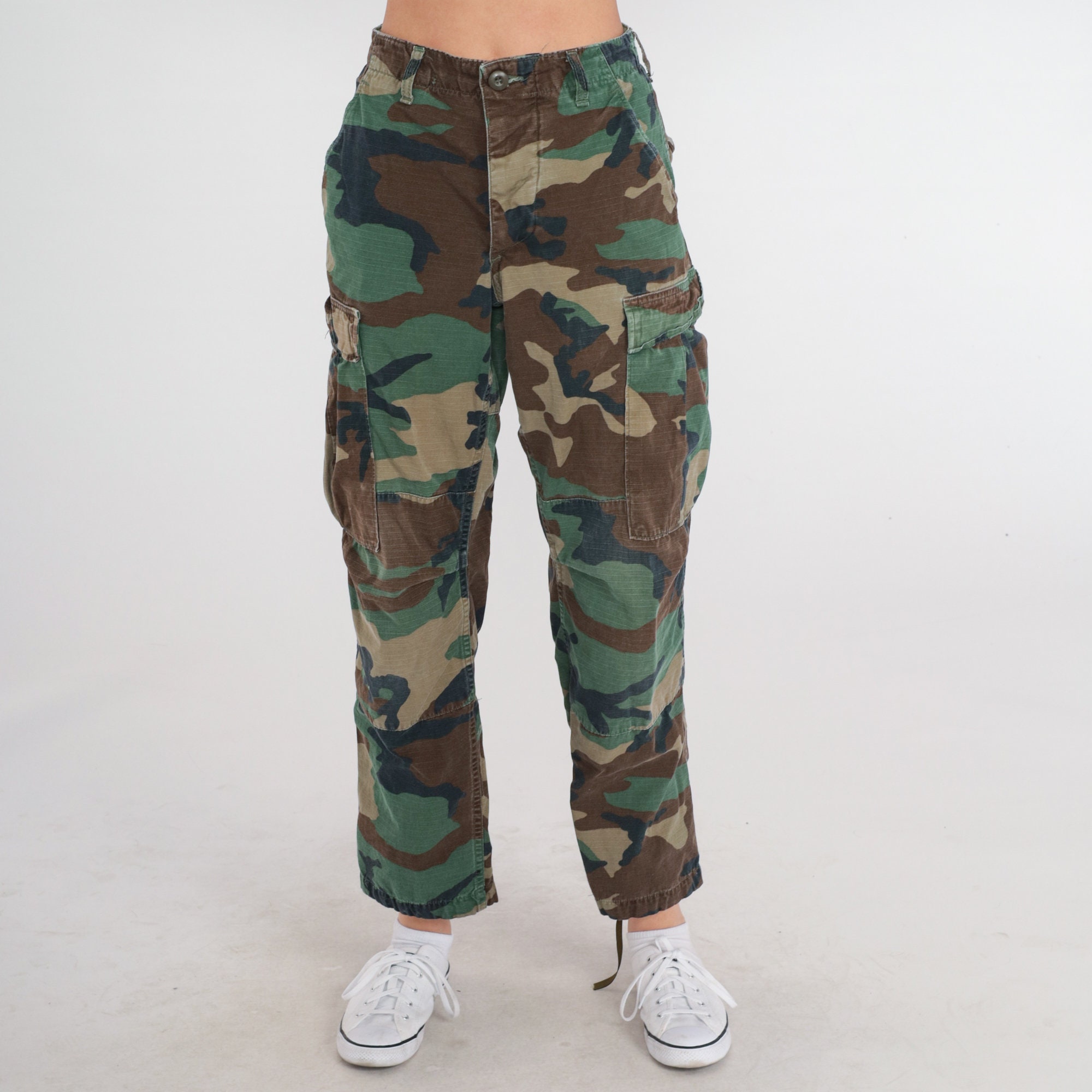 Camo Army Pants 90s Cargo Pants Military Combat Olive Green Camouflage ...