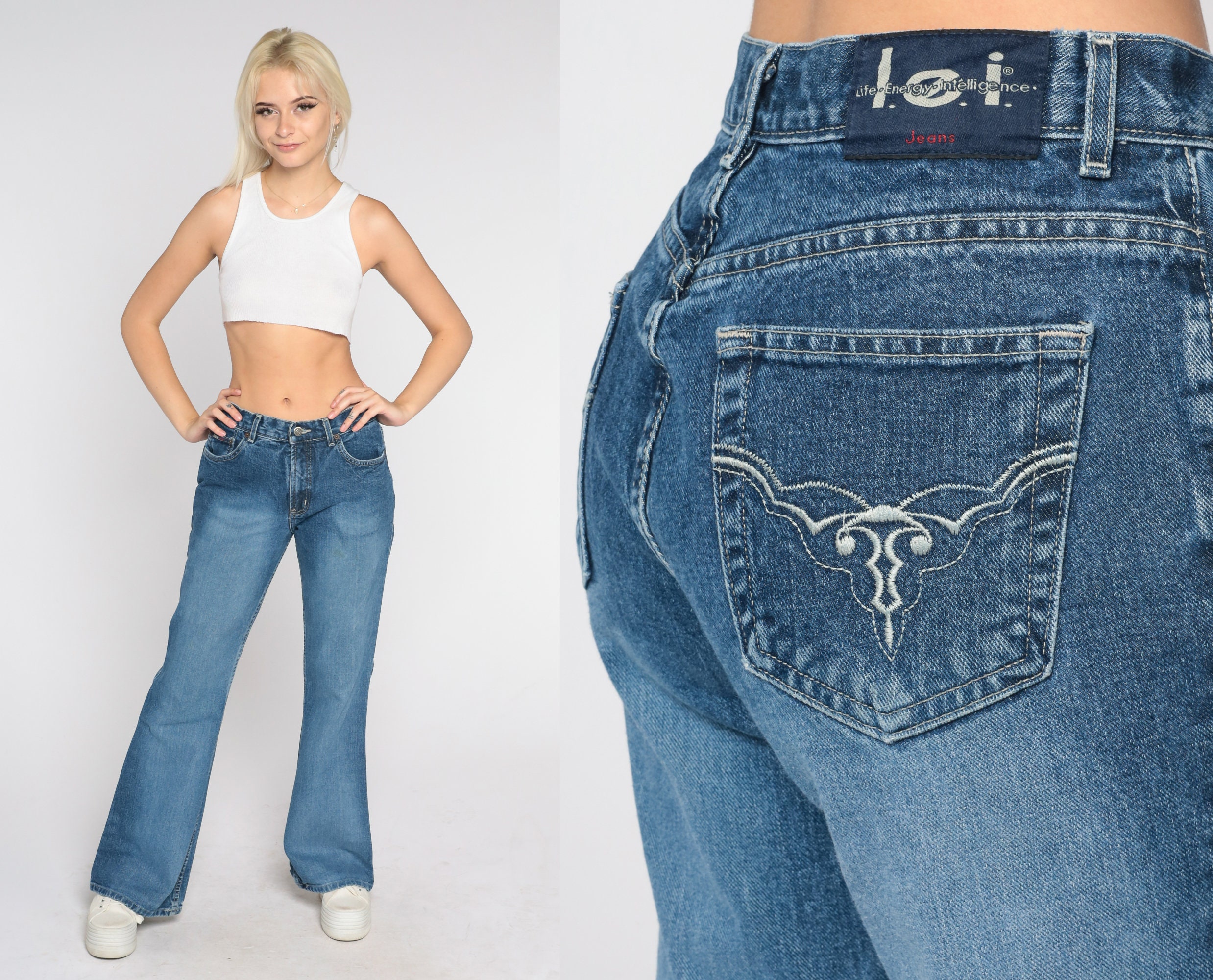 Y2K Jeans Lei Flared Jeans Jeans Denim Bell Bottom Jeans Boho Hippie Pants  Retro Faded Blue Bootcut Flares Mid Rise Vintage 00s Medium 9 30 -   Israel