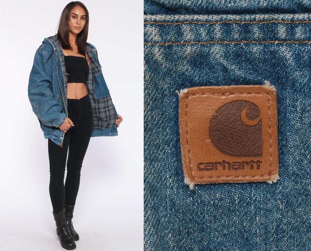 carhartt denim hooded jacket