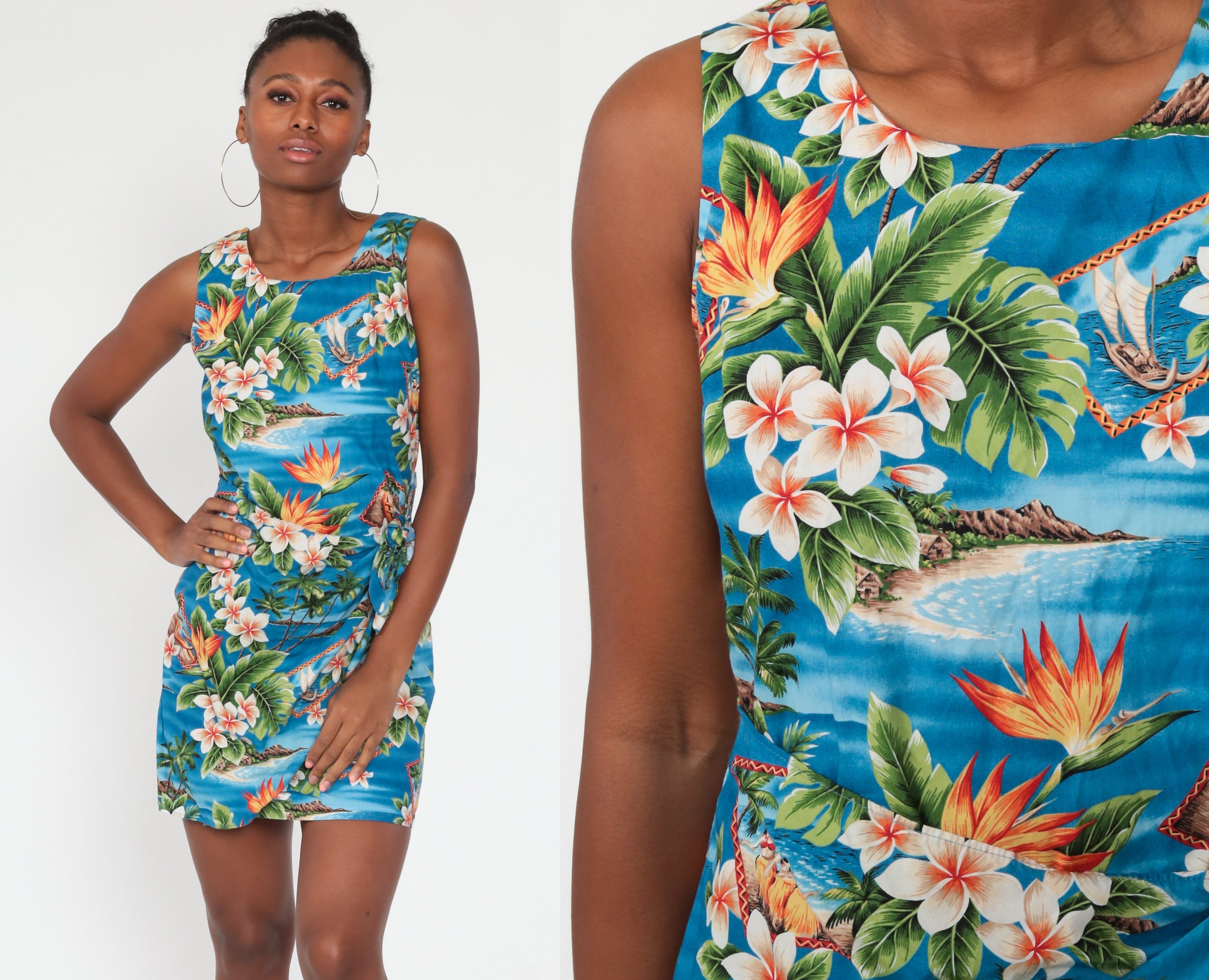 80s tropical mini dress