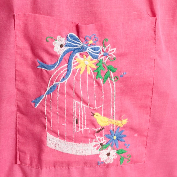 Pink Nightie 80s Pajama Dress Floral Bird Embroid… - image 7