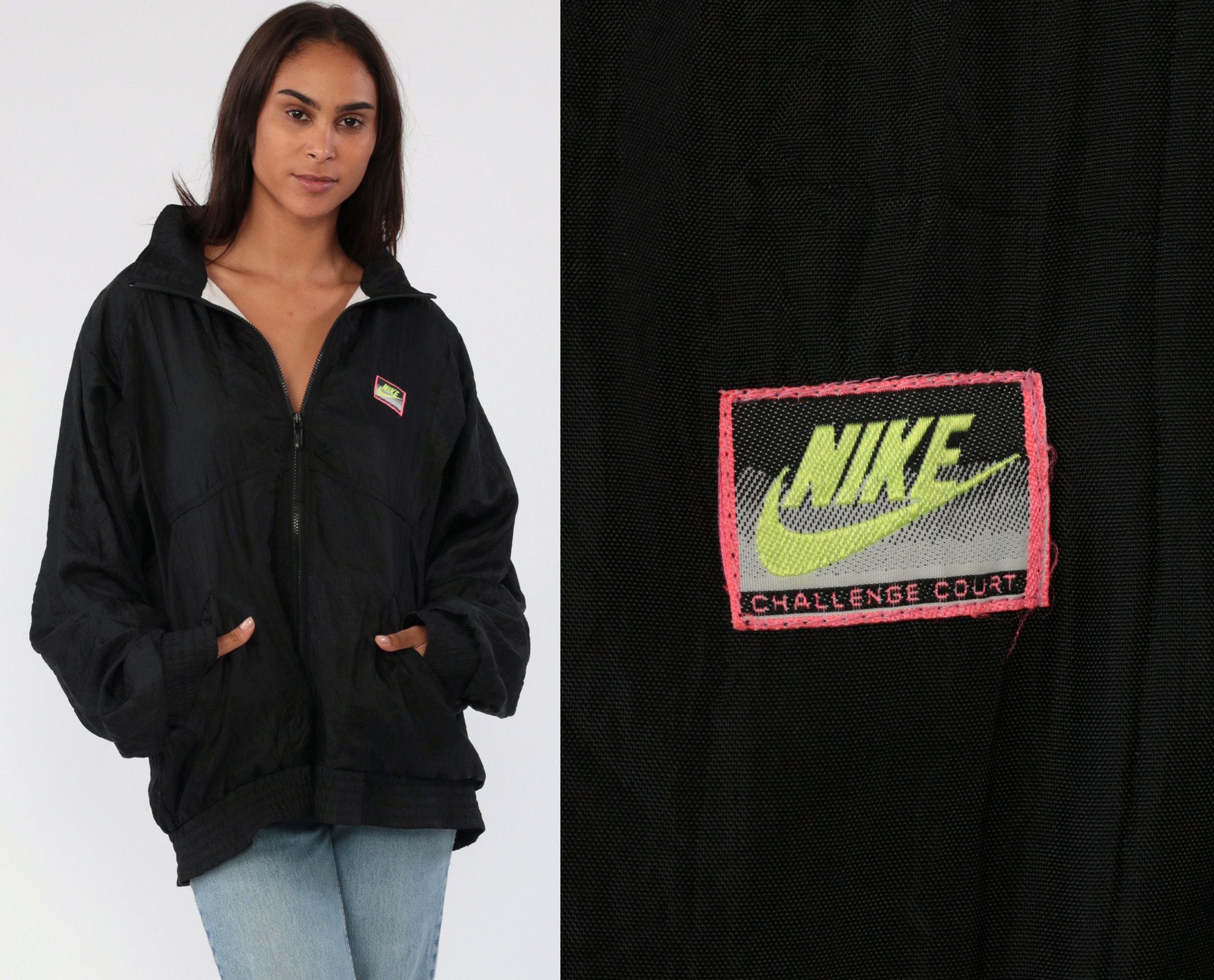 nike windbreaker with back print in black