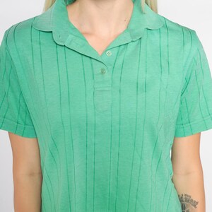 Green Polo Shirt 70s Tri Palm Country Club Ribbed Collared Shirt Embroidered Palm Tree Button Up Short Sleeve Retro Vintage 1970s Small S image 7