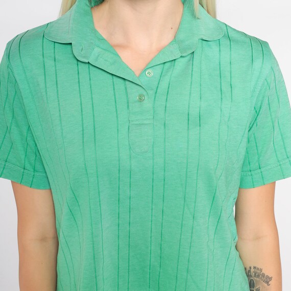 Green Polo Shirt 70s Tri Palm Country Club Ribbed… - image 7