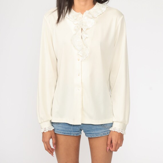 Ruffle Lace Shirt 70s Boho Cream Shirt Victorian … - image 8