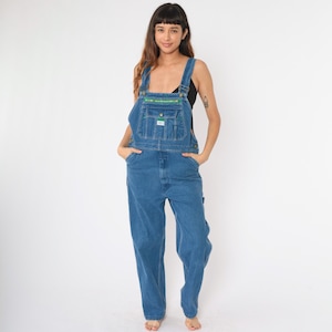 Liberty Jean Overalls 00s Denim Bib Pants Blue Work Wear Relaxed Baggy Dungarees Vintage Y2K Workwear Men&#39;s 34 x 32 Medium M