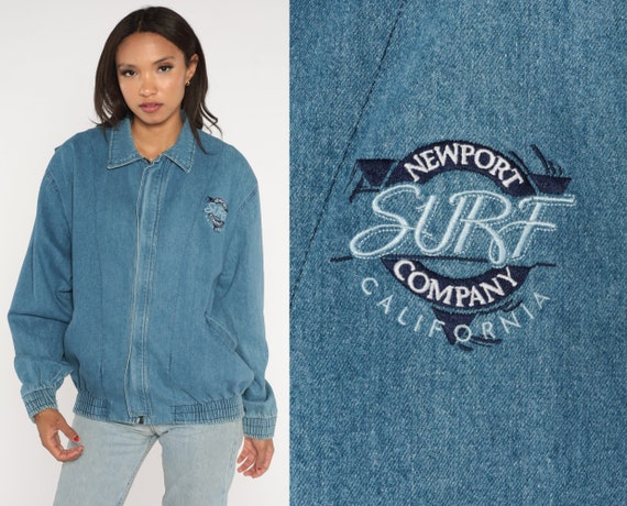 Newport Surf Company Jacket 90s Denim Zip up Jacket Blue Jean