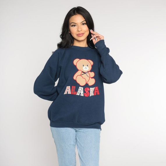 Alaska Sweatshirt 90s Patchwork Teddy Bear Sweate… - image 2