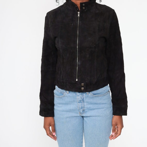 Suede Bomber Jacket 80s Wilsons Leather Jacket Bl… - image 7