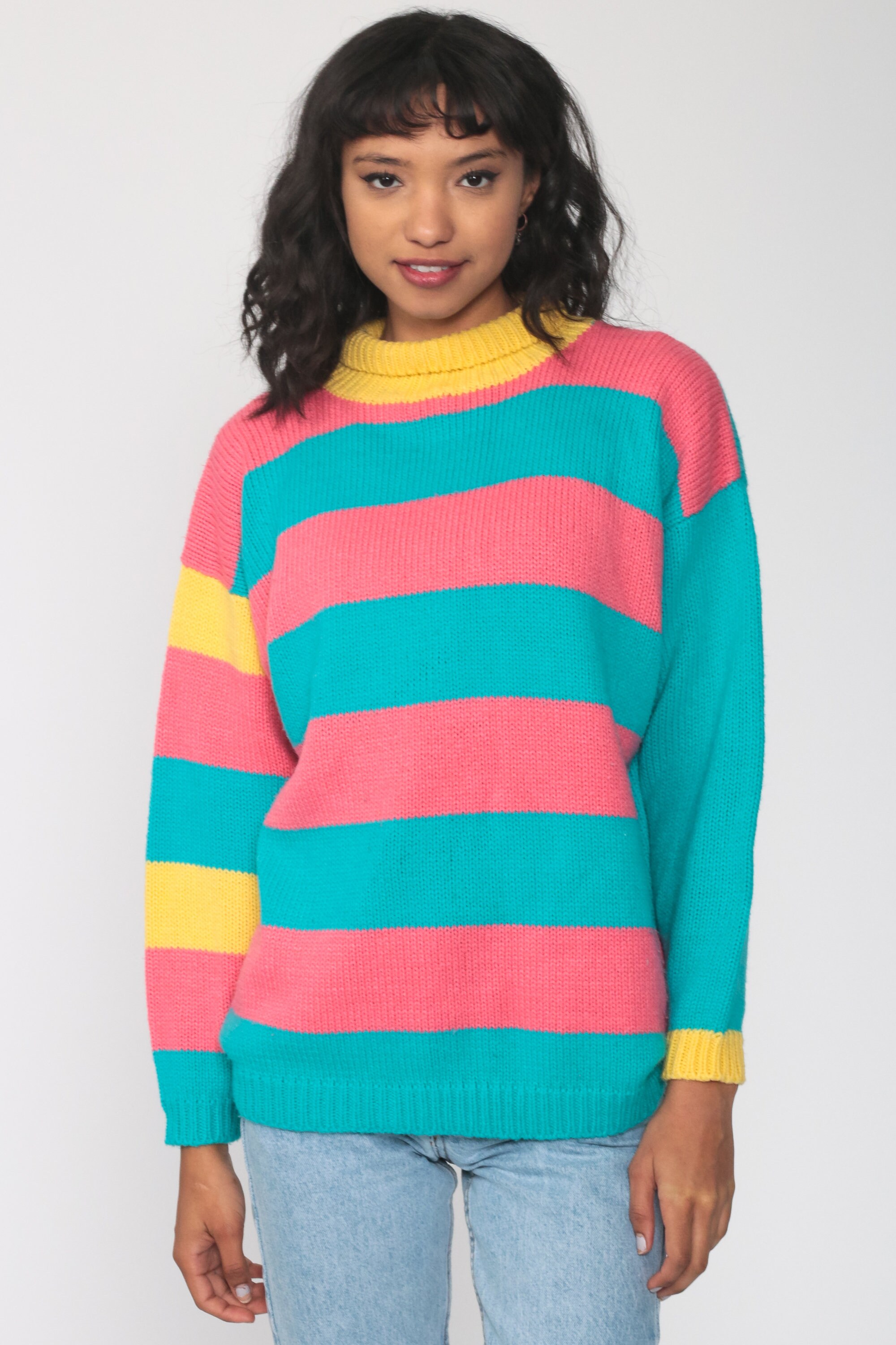 bright pink turtleneck