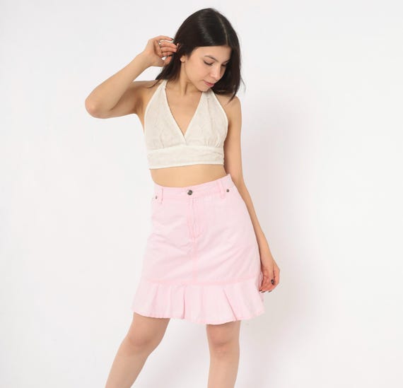 90s Pink Skort Ruffle Skirt Shorts High Waist Flounce Mini Faded Glory Pastel Bubblegum Coquette Balletcore Summer Vintage Extra Large XL