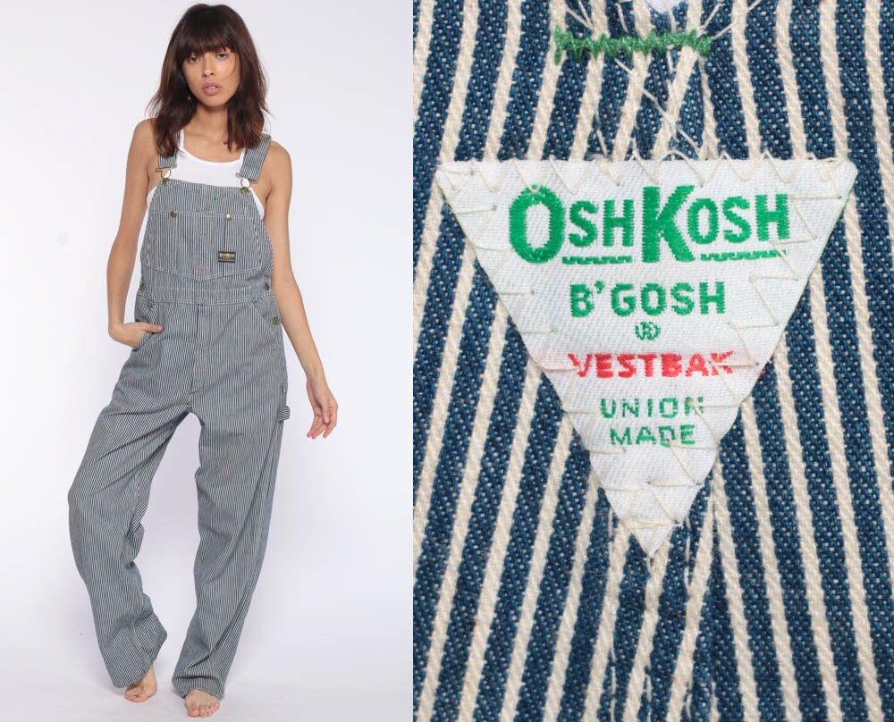oshkosh striped overalls mens