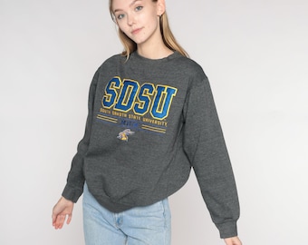 SDSU Mom Sweatshirt Y2K South Dakota State University College Parent Mother Shirt Graphic Crewneck Dark Heather Grey Vintage 00s Small S