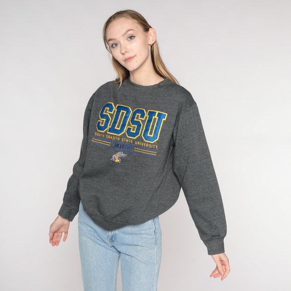 SDSU Mom Sweatshirt Y2K South Dakota State University College Parent Mother Shirt Graphic Crewneck Dark Heather Grey Vintage 00s Small S