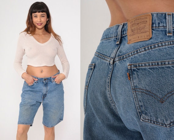 Levis 505 Denim Shorts -- 90s Blue Jean Shorts Be… - image 1