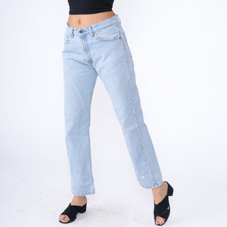 Levis 505 Jeans 90s 505s Straight Leg Jeans High Waisted Rise Relaxed Boyfriend Retro Levi Strauss Denim Pants Vintage 1990s Medium zdjęcie 5