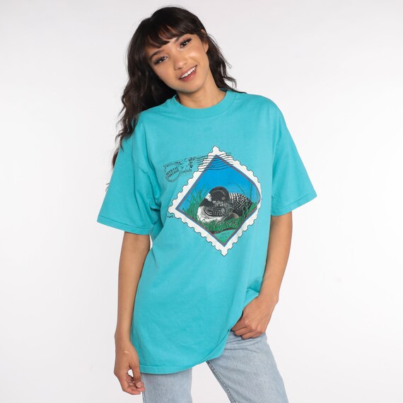 Common Loon Tshirt Bird Shirt 80s Animal TShirt V… - image 2