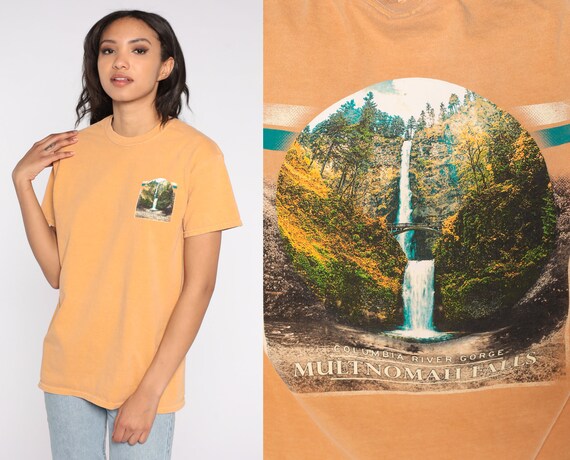 Multnomah Falls T Shirt 90s Oregon Shirt Waterfall Nature Graphic Tee Columbia River Gorge USA Tourist Tshirt Retro PNW Vintage 1990s Medium