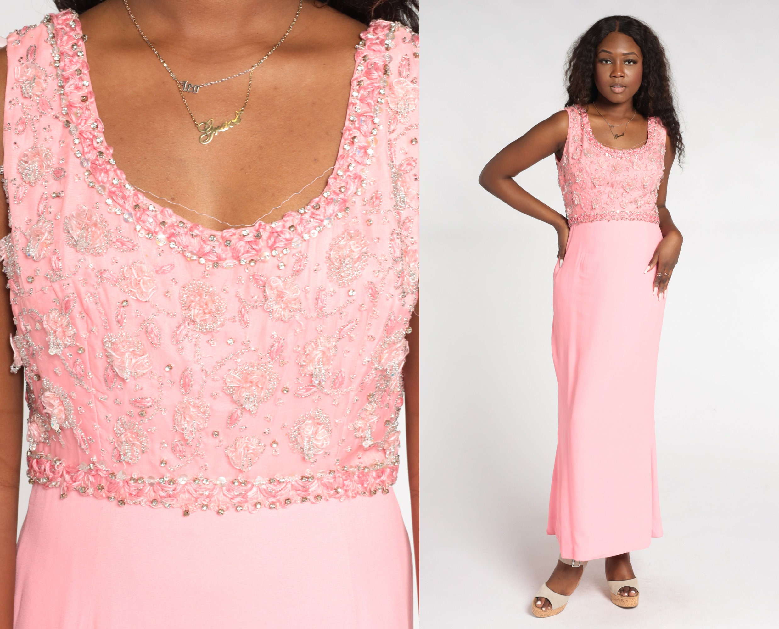 Pink beaded maxi dress Clearance