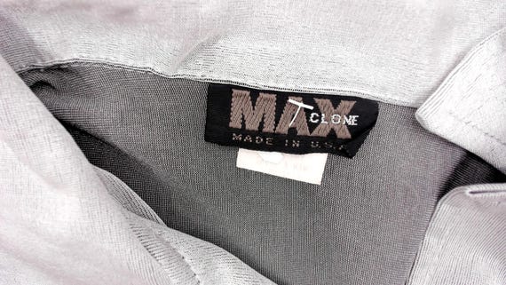 90s Silver Shirt Button Front Collared Tunic Slee… - image 11