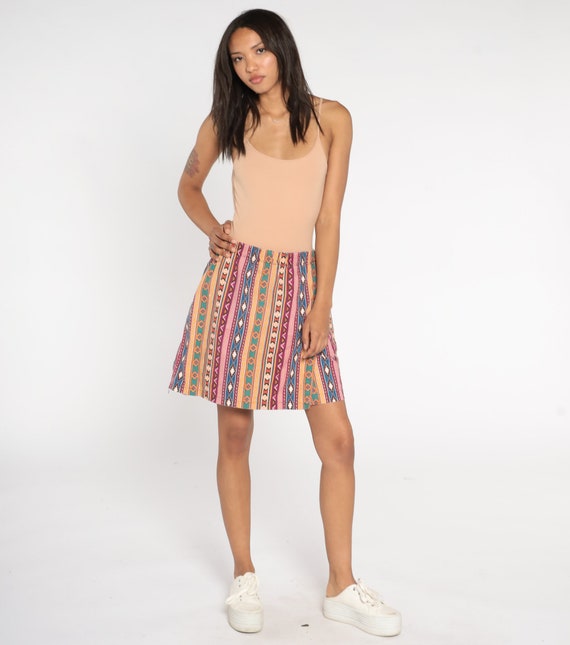 90s Mini Skort Southwestern Geometric Print Skirt… - image 2