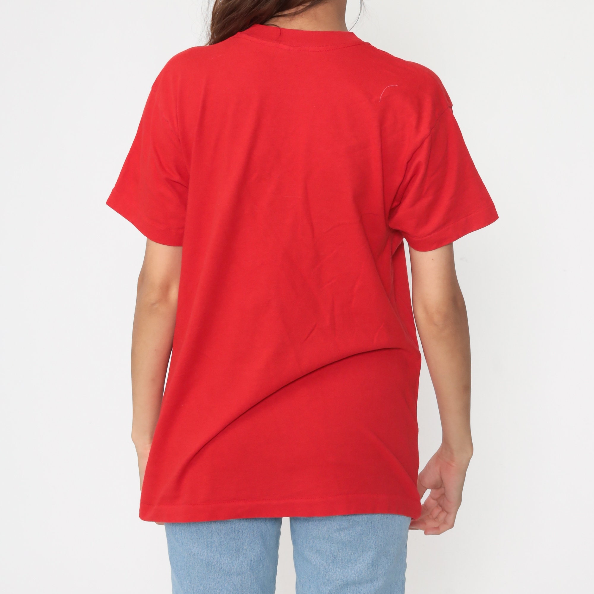 Red T Shirt Vintage Single Stitch Plain Shirt Tee Shirt 80s T Shirt Normcore Tshirt 1980s Basic