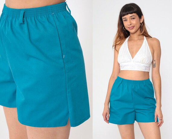 Vintage Casual Shorts 80s Blue Lounge Shorts High Waisted Retro Shorts Vintage 1980s Elastic Waist Plain Pull on Shorts Small S Etsy UK