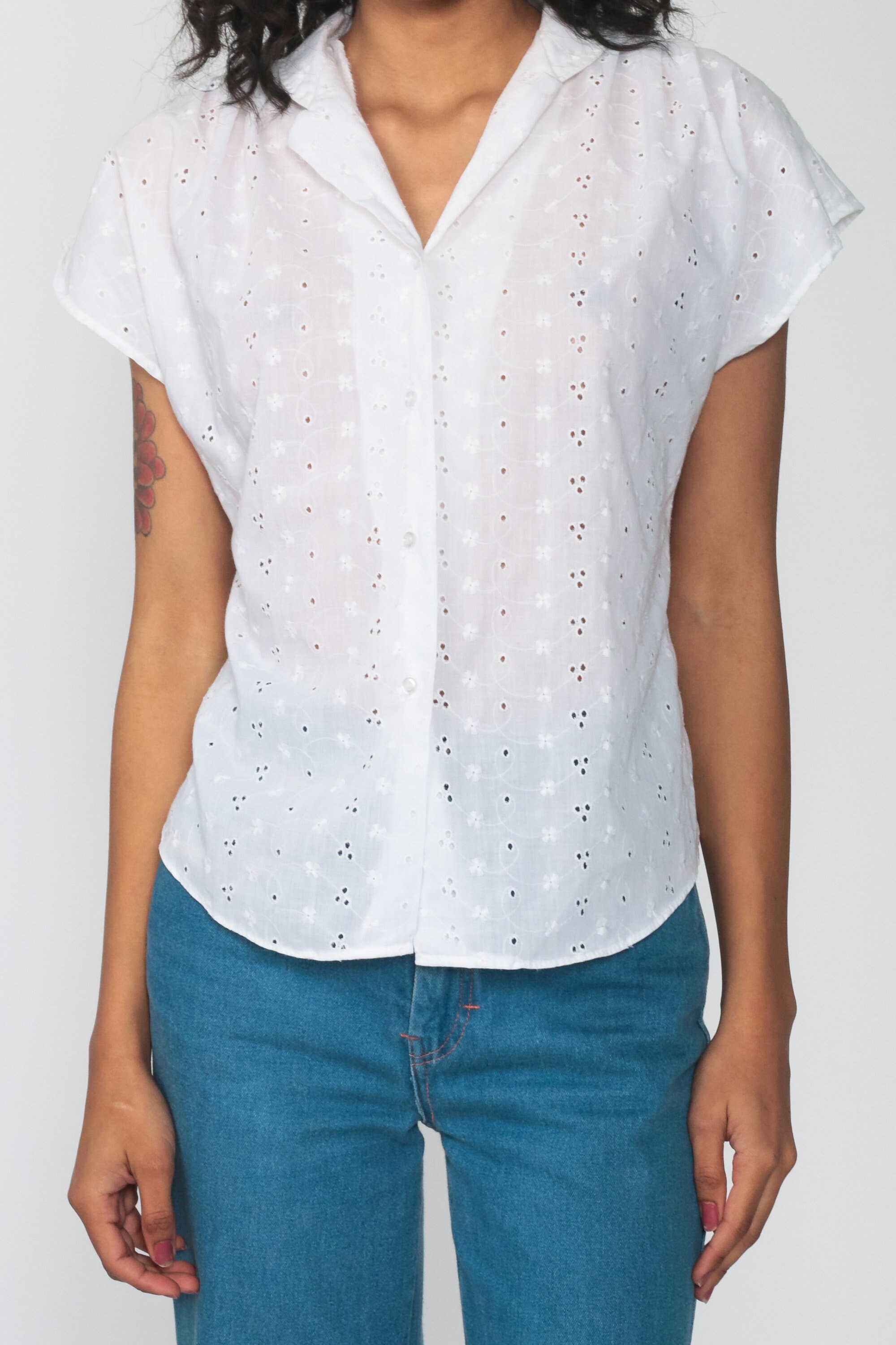 short sleeve white button down
