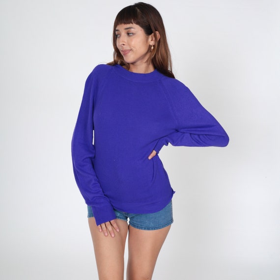 Royal Purple Sweater Plain Sweater 80s Mock Neck … - image 2