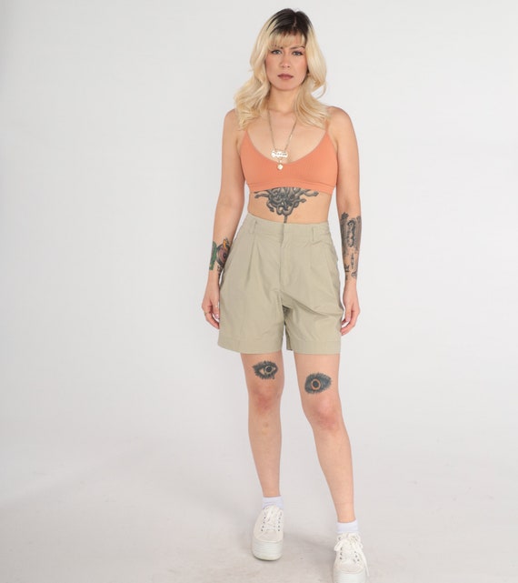 90s Khaki Shorts Pleated Trouser Shorts Tan Short… - image 2