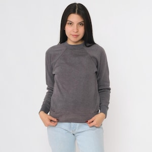 Vintage Grey Crewneck Sweatshirt 80s Plain Long Sleeve Pullover Shirt Slouchy 1980s Athletic Blank Sweat Shirt Extra Small xs