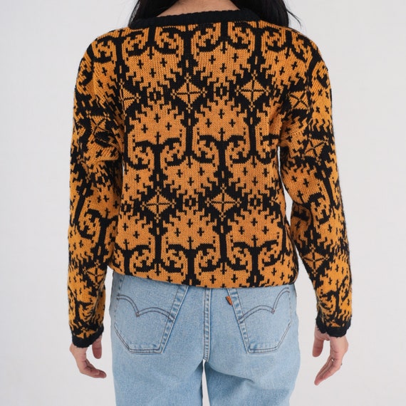Gitano Sweater 80s Yellow Geometric Pullover Knit… - image 6