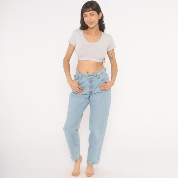 Levi's 550 Mom Jeans Light Wash Denim High Waisted Relaxed Fit Tapered Leg Blue Cotton Stonewash Straight Casual Pants Trousers 10 Reg 30