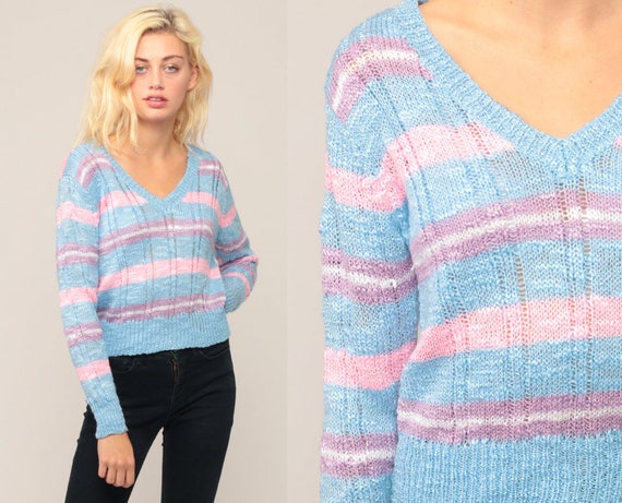 pink and purple striped sweater