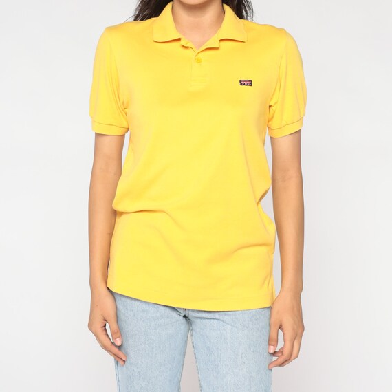 Brittania Polo Shirt 80s Bright Yellow Collared S… - image 8