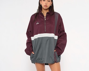 Marlboro Red Windbreaker 90s Half Zip Pullover Jacket Hooded