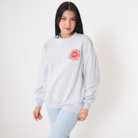 Vintage Moonachie Fire Department Sweatshirt 90s New Jersey Firefighter Shirt Retro Pullover 1990s Graphic Grey Jerzees Extra Large xl