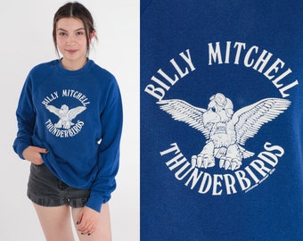 Billy Mitchell Elementary School Sweatshirt 80s Blue Raglan Sleeve Pullover Sweatshirt Lawndale California Graphic Shirt Vintage 1980s Large