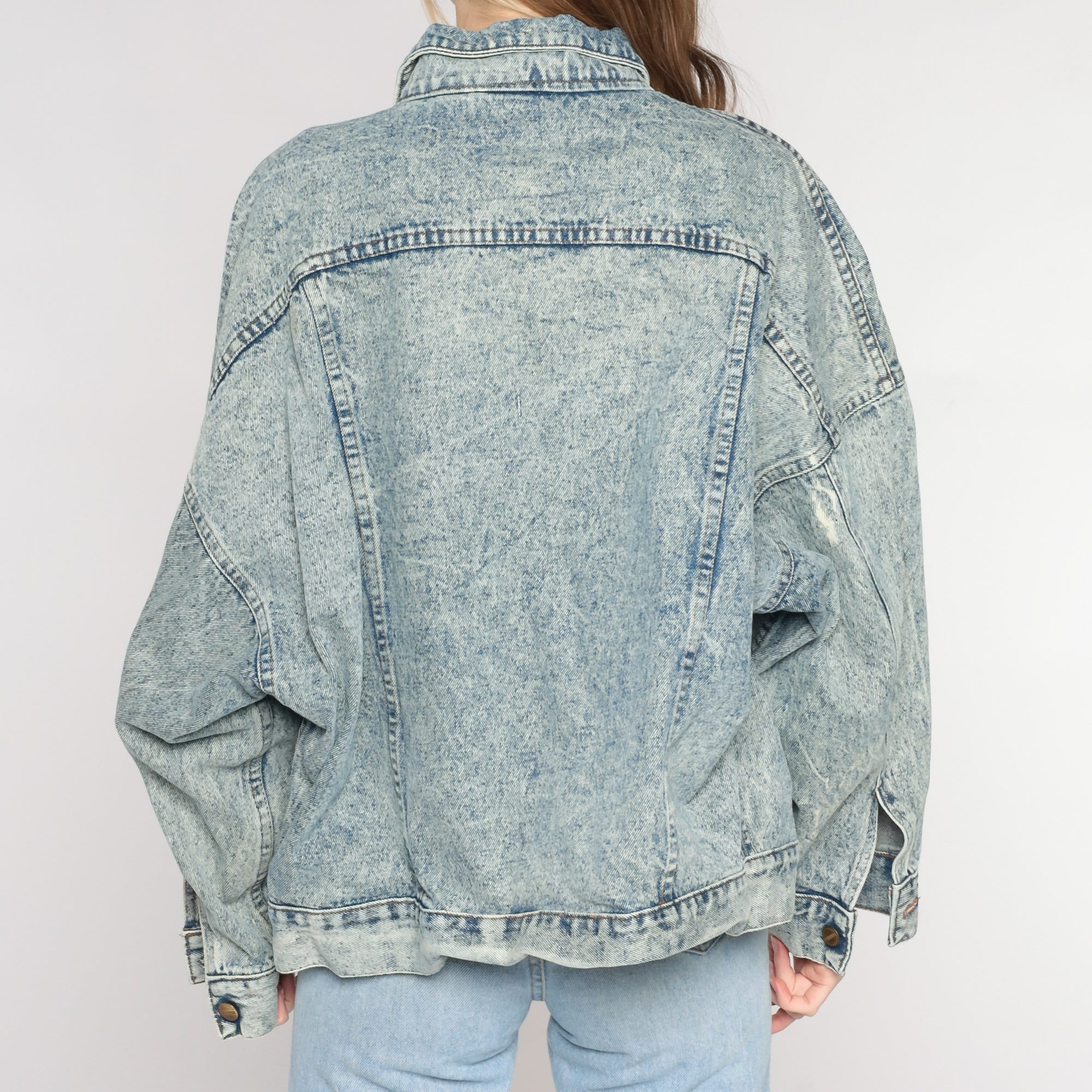 Acid Wash Jean Jacket 80s 90s Button up Denim Jacket Retro - Etsy