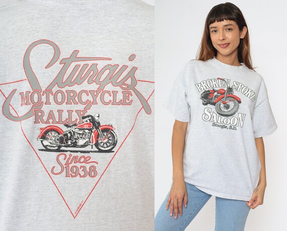 Sturgis Motorcycle T Shirt 90s Broken Spoke Saloo… - image 1