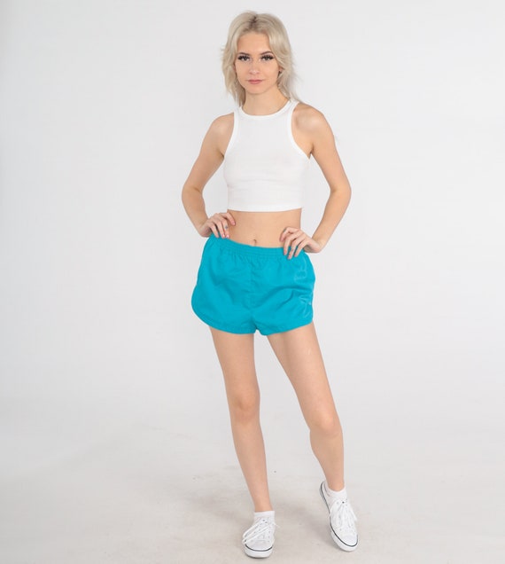 80s Shorts Turquoise Shorts Blue Summer Jogging S… - image 2