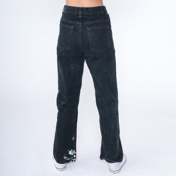 90s Black Jeans Paint Splatter Jeans Mid Rise Str… - image 8