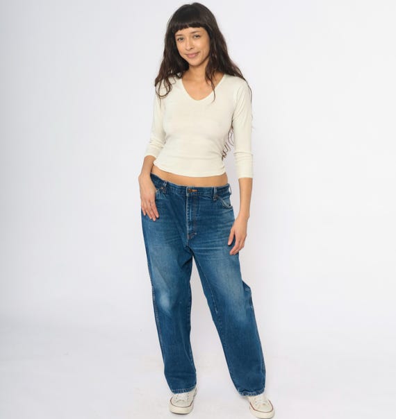 Dickies Denim Jeans Y2K Blue Straight Leg Work Wear Vintage 90s Streetwear Pants Plus Size Medium Wash Classic 38x30 Extra Extra Large XXL