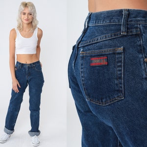 Dark Wash Jeans Y2k Jeans Retro Straight Leg Denim Pants Ripped Mid Rise Distressed Retro Boyfriend Vintage 00s Extra Small xs 26 Tall Long