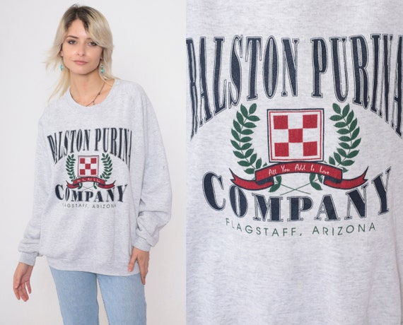 90s Ralston Purina Sweatshirt Logo Sweatshirt Flagstaff Arizona Pet Food Heather Grey Graphic Shirt Vintage 1990s Jerzees Extra Large xl