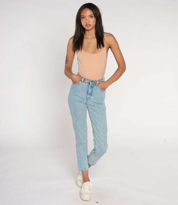 90s Calvin Klein Jeans 25 Skinny Mom Jeans Blue High Waisted Jeans CK Slim Denim Pants Tapered Blue 1990s Vintage Extra Small xs 2